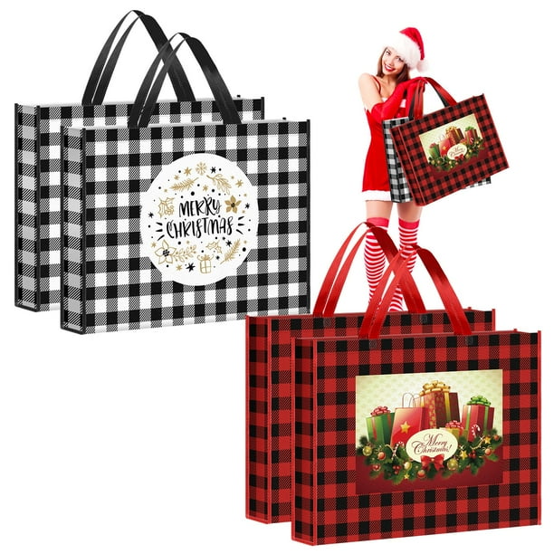 Bolsas de Regalo PerKoop 40x50x13 cm Estampado a Cuadros Rojo y Negro 4 unidades