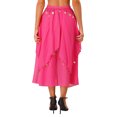 thumbnail image 4 of Kaerm Women's Bell Dance Chiffon Skirt with Coin Tribal Folk Dance Swing Dress Belly Dancewear Hot Pink One Size, 4 of 8