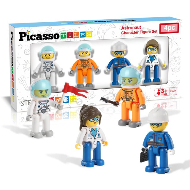 Figuras de acción magnéticas con personajes Picasso Toys Astronaut x4