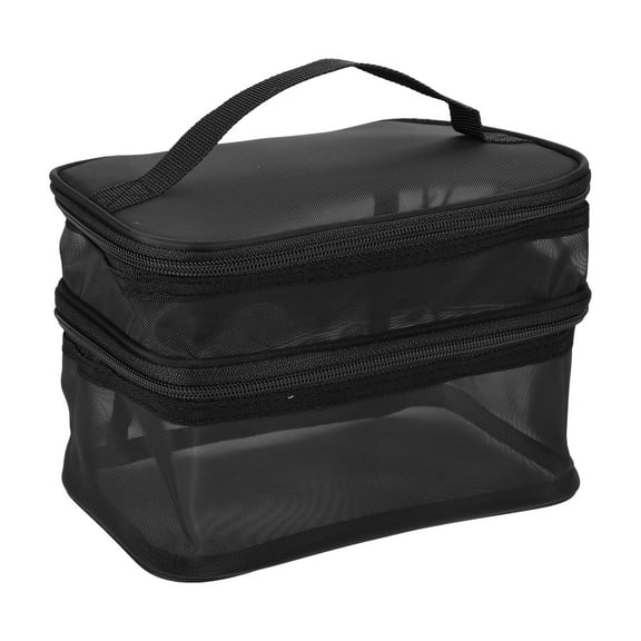 1 Pc Travel Makeup Bag, Travel Toiletry Organizer, Makeup Brush Holder, Waterproof Polyester, Black