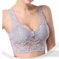 thumbnail image 2 of SMihono Women's Sexy Racerback Lace Plunge Bralette Padded Bra Top Racerback Bralette - Wireless Lace Bralette for Women Gray XXXXL, 2 of 3