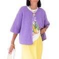 thumbnail image 1 of Gupgi Knitted Crop Cardigan for Women Short Sleeve Button Down Sweater Solid Color Ribbed Tops, 1 of 1