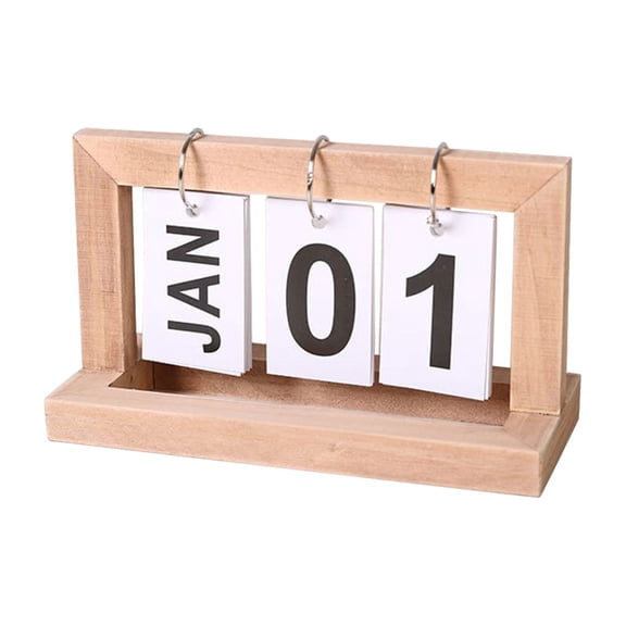 Advancent Calendario perpetuo de madera de bambú, amarillo, respetuoso con el medio ambiente, decoración de fotografía, calendario perpetuo, Decoración del hogar