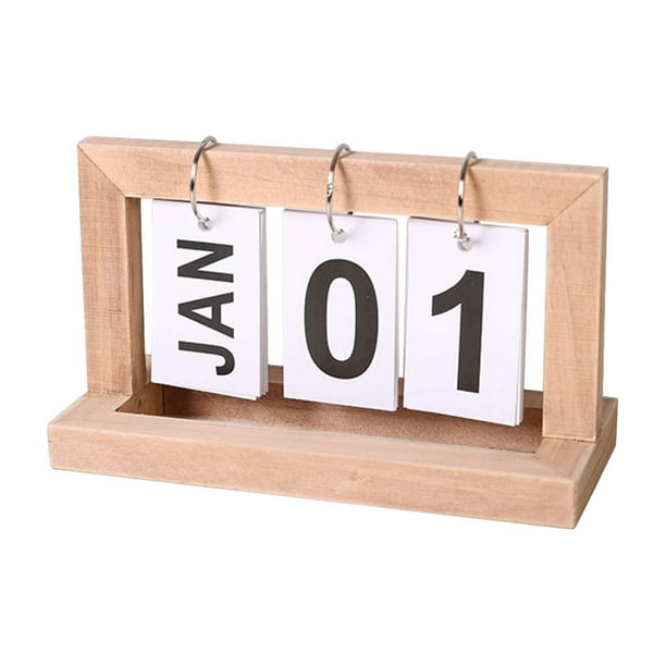 Advancent Calendario perpetuo de madera de bambú, amarillo, respetuoso con el medio ambiente, decoración de fotografía, calendario perpetuo, Decoración del hogar
