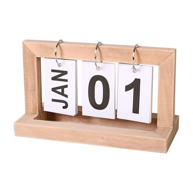 Wweixi Calendrier Perpétuel Réutilisable Rester Organisé dans le Style Largement Utilisé Bureau Accessoires Couleur Bois
