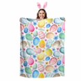 thumbnail image 2 of Throw Blanket Fleece Throw Blanket 40x50in, Spring Easter Colored Eggs Soft Lightweight Bed Blankets Country Flowers Grass Fuzzy Couch Blankets for All Season, 2 of 9