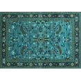 thumbnail image 1 of Ahgly Company Machine Washable Indoor Rectangle Oriental Turquoise Blue Industrial Area Rugs, 5' x 7', 1 of 4