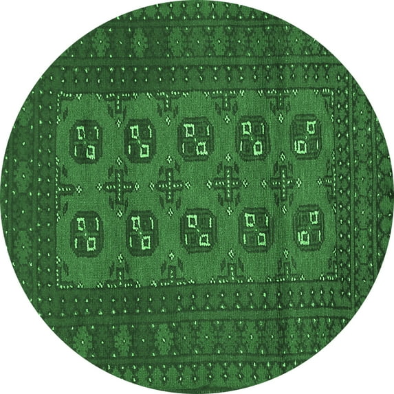 Ahgly Company Indoor Round Persian Emerald Green Traditional Area Rugs, 7' Round