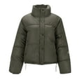 thumbnail image 1 of Jeans Jacket For Women,Solid Color Stand Collar Loose Thick Bread Suit Small Padded Jacket, 1 of 5