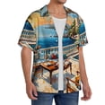 thumbnail image 2 of Rateoe Coastal Style Garden Villa Pattern Men's Short Sleeve Classic Shirt, Casual Short-Sleeved Shirt, Lightweight Summer Shirt, Cuban Collar Shirt,Button-Front Shirt-Medium, 2 of 5