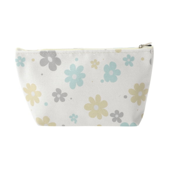 Unique Bargains 1 Pc Durable Print Makeup Bag Light Blue Yellow Polyester