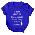 thumbnail image 1 of Gibobby Casual Playera de Manga Corta para Mujer Camiseta Mujer Top Estampado Letras(Azul,CH), 1 of 5