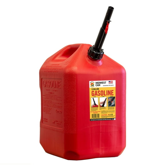 Midwest Can 6610 6-Gallon Capacity Durable Gas Can with FlameShield Safety and Quick-Flow Spout, Red