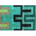 thumbnail image 1 of Ahgly Company Machine Washable Indoor Rectangle Abstract Turquoise Blue Modern Area Rugs, 3' x 5', 1 of 4