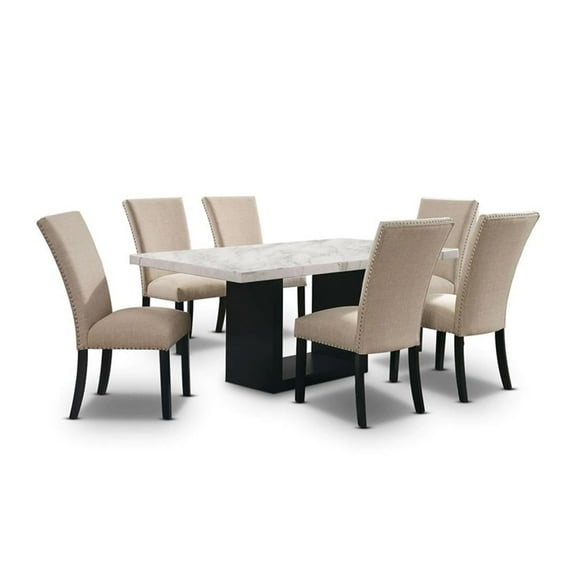 Furniture of America Imagin Wood 7-Piece Dining Table Set in Beige