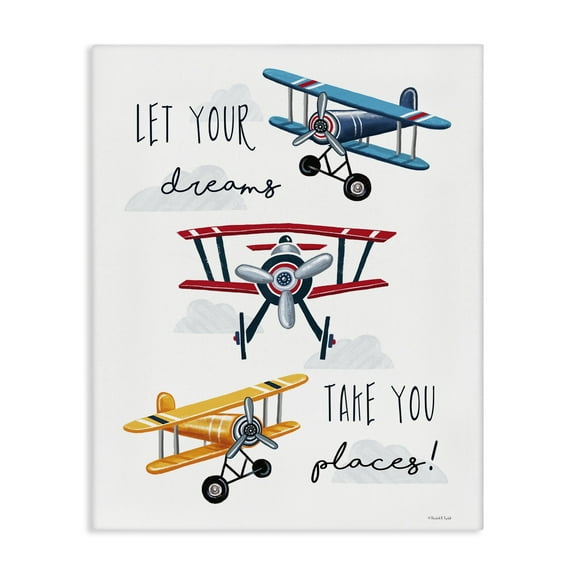 Stupell Industries Dreams Take You Places Transportation Painting Gallery Wrapped Canvas Art Print Wall Art, 16 x 20