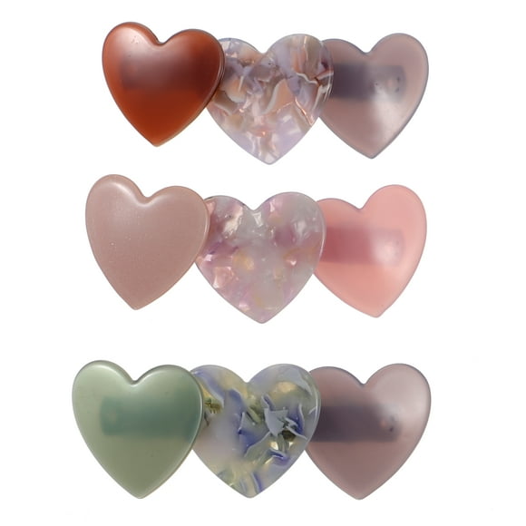 FRCOLOR Hair Clips 3pcs Women Spring Hair Barrettes Elegant Automatic Hair Clips Love Heart Hairpin,3.15"X1.18"X0.39"