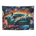 thumbnail image 5 of GOSMITH  Cat Tapestry, Funny Galaxy Themed Print with Astronaut Kitties Floating in Outer Space, Wall Hanging Bedspread Bed Cover Wall Decor, Dark Purple Aqua Orange Painting, 5 of 6