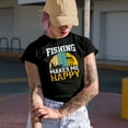 thumbnail image 2 of Fishing Makes Me Happy, Fishermen, Navy Blue T-Shirt, Medium, 2 of 5