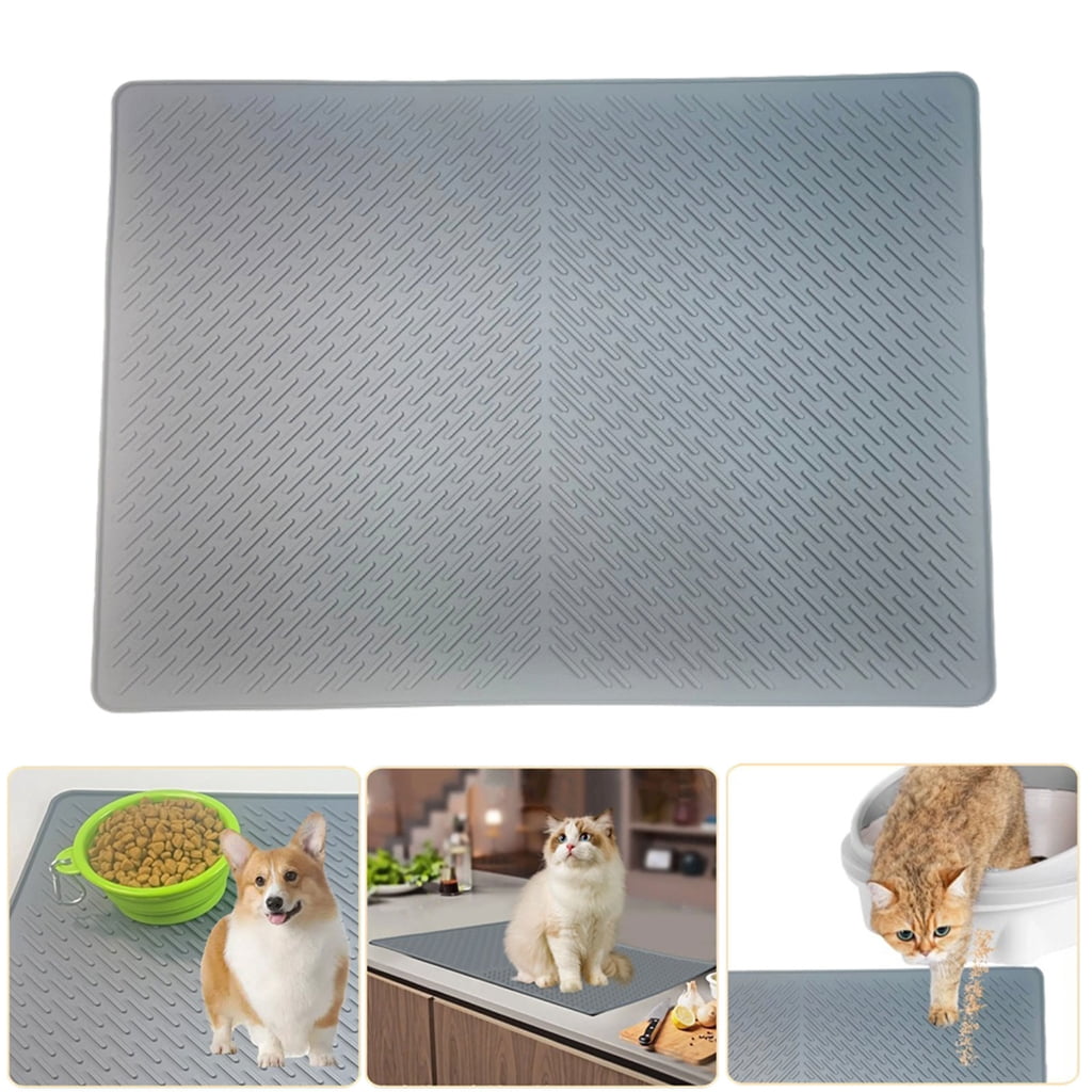 Multiuse Silicone Pet Mat for Cats Dogs Nonspill Dog Litter Mat Feeding Mat Dog Bowl Mat with Raised Edges