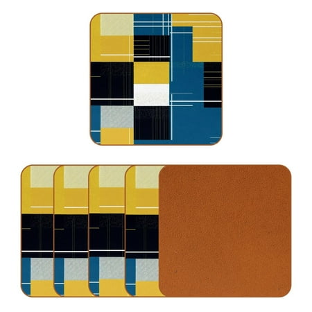 

YZUOUZY Coasters Coffee Table Decor 6PCS Square Bar Coasters Abstract Color Square Elements