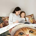 thumbnail image 4 of Manfei Kawaii Christmas Cat 7 Pieces Bedding Comforter Set for Kids, Cute Cartoon Kitten Full Bedding Set, Magic Xmas Gift Reversible Fitted Sheet Flat Sheet, Luxury Bedroom Decor, 4 of 7