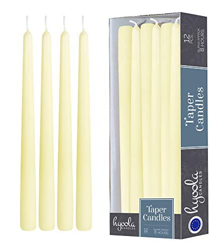 Burns 5-6 hrs Dripless Germany NEW 6 pk Ivory/Cream 1/2" x 10" Taper Candles 
