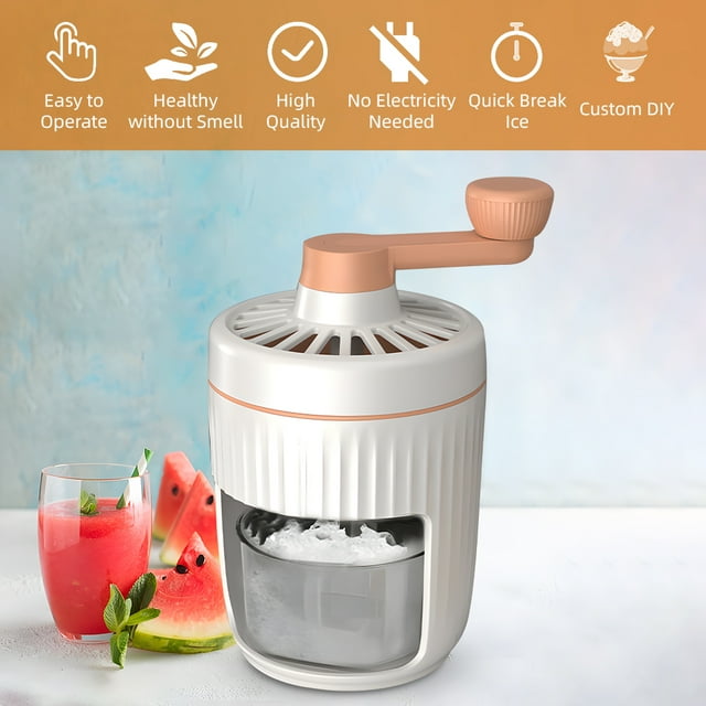 Machine à Crème Glacée Pilée - Machine à Granulés à Manivelle avec Plateau à Glaçons Gratuit, Machine Portable pour Cornets de Neige avec Lames en Acier Inoxydable pour Crème Glacée / Cornet de Neige