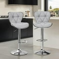 thumbnail image 3 of YEXJ Bar Stools Set of 2, PU Leather Swivel Adjustable Barstools with Shell Back, Bar Chairs with Foma Padded for Home, Kitchen, Light Grey, 3 of 10