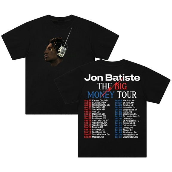 Jon Batiste The Big Money Tour 2025 T-shirt Crewneck Short Sleeve Cotton Tee Women Men Streetwear Tops