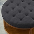 thumbnail image 5 of CQSXDA Large Round Upholstered Tufted Linen Wood Shelf Storage Coffee Table, For Living Room, Dark Charcoal, 5 of 7