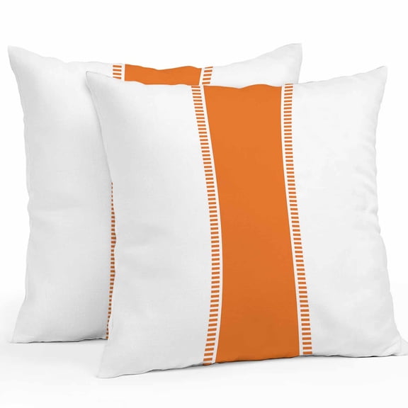 Throw Pillow Covers 26x26 Inch Set of 2, Orange Solid Color Texture Waterproof Outdoor Pillow Covers, Simple Orange Stripes Decorative Cushion Pillowcases for Couch, Sofa, Bed, Garden, Patio