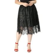 Agnes Orinda Juniors' Plus Size High Waist A-line Flare Lace Skirt
