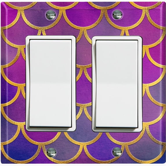 Metal Light Switch Plate Outlet Cover Mermaid Purple MER004
