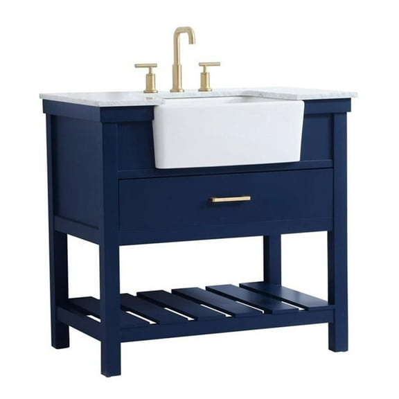 Elegant Decor Clement 36" Aluminum MDF Single Bathroom Vanity in Blue