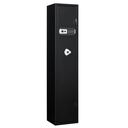 57 Quick Access Digital Gun Safe for Home Rifles and Pistols Electronic Keypad Rifle Safe with 3 Pistol Pockets Built-in Cabinet LED Light External Battery Cases and Alarm System