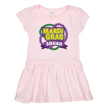 

Inktastic Mardi Gras Squad with Green and Purple Beads Gift Toddler Girl Dress