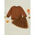 thumbnail image 6 of Toddler Kids Girls 2Pcs Thanksgiving Outfits 18 24 Motnhs 2T 3T 4t 5T 6T Long Sleeve Turkey Embroidery Sweatshirt + Tulle Skirt Set Baby Clothes, 6 of 9