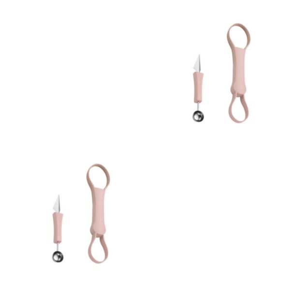 Advancent Pala para excavar, rebanadora de frutas, utensilio de cocina, a prueba de herrumbre, fácilmente agarrado, separador de pulpa Rosa 2piezas