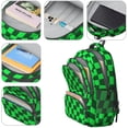 thumbnail image 4 of Green and Black Wavy Checkered Backpack for School, Cute School Bag with Adjustable Shoulder Straps and Padded Back, 16.9"x12.6"x5.9", 4 of 5