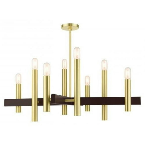 Scandinavian Mid Century Modern6 Light Small Chandelier-Satin Brass Finish Bailey Street Home 218-Bel-4363020