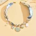 thumbnail image 6 of Silk Scarf Necklace for Women Adjustable Bandana Choker with Pearl 18K Gold Plated Charms,Boho Beach Ceramic Jewelry Leaf Butterfly Starfish Coin Pendant Summer Holiday Jewelry, 6 of 6