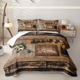 thumbnail image 2 of Feelyou Cabin Outdoor Fishing Quilt King for Men Boys, Mountain Lake Animal King Coverlet Set, Brown, 3pcs, 2 of 7