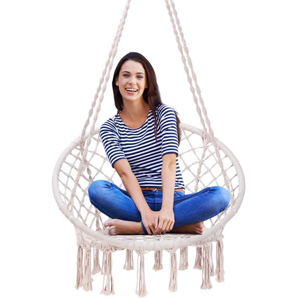 Hanging Hammock Chair 265 Lbs Capacity For Indoor Outdoor Patio Deck Yard Garden L31 5 X W23 6 H53 1 Inch Stand Not Included Com Hanging Hammock Chair 265 Lbs Capacity, White Hanging Hammock Chair Stand