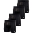 thumbnail image 1 of Calzoncillos tipo bóxer Reebok Soft Performance para hombre, paquete de 4, color negro, 1 of 6
