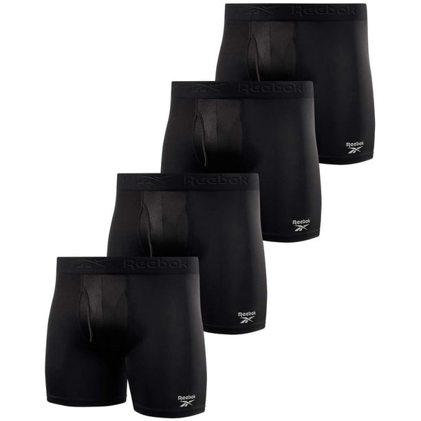 Calzoncillos tipo bóxer Reebok Soft Performance para hombre, paquete de 4, color negro