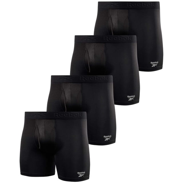 Calzoncillos tipo bóxer Reebok Soft Performance para hombre, paquete de 4, color negro