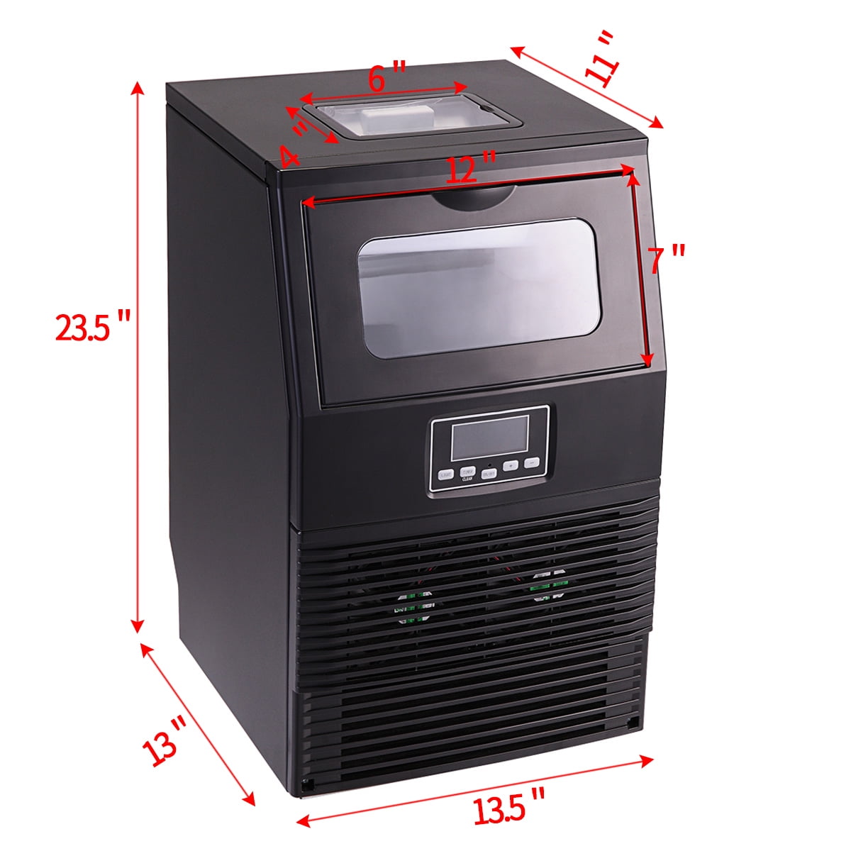 Sandinrayli Commercial Ice Maker Machine Portable Stainless Steel Ice Cube Maker for Restaurants, 66 Lbs Production