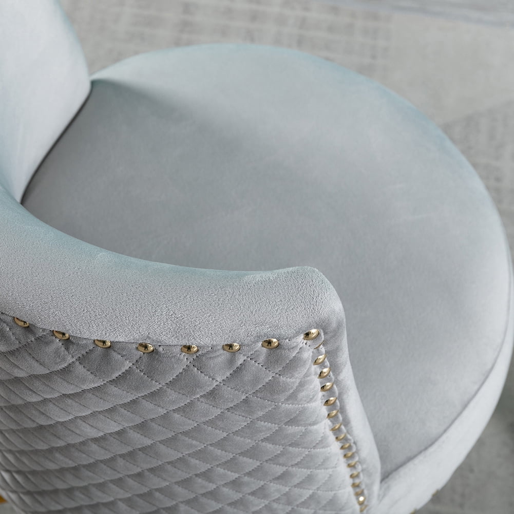 Private Jungle Velvet Home Office Desk Chair, Swivel Accent Chair for Living Room and Bedroom, Grey