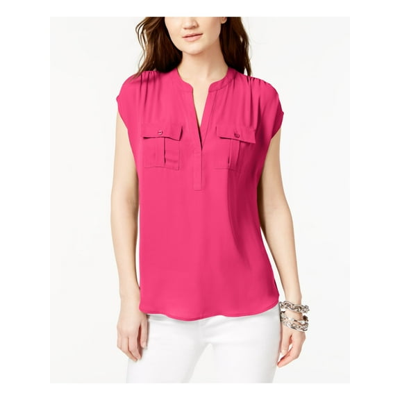 INC $59 Womens New 1007 Pink Mixed Media Utility Cap Sleeve Top S Petites B B